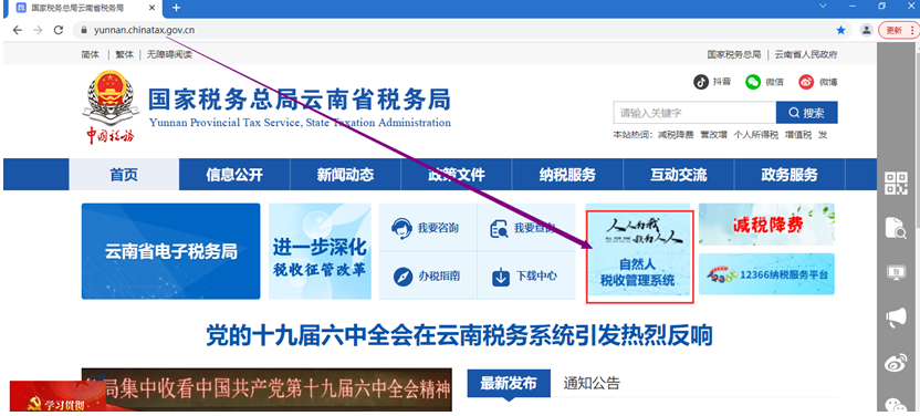 云南省企业个税密码重置步骤一